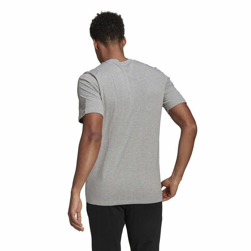 Herren Kurzarm-T-Shirt Adidas Embroidered Linear Logo Grau