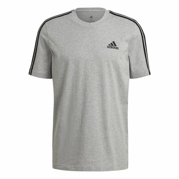 Herren Kurzarm-T-Shirt Adidas Essentials 3 Stripes Grau