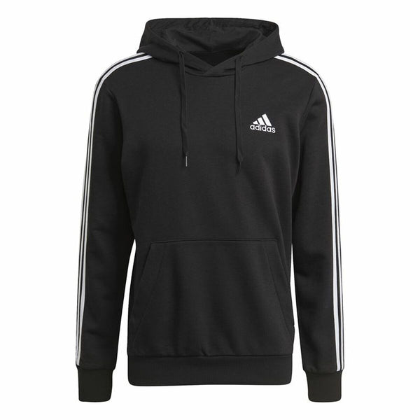 Herren Sweater mit Kapuze Adidas Essentials 3 Stripes Schwarz