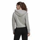 Damen Sweater mit Kapuze Adidas Essentials 3 Stripes Crooped Grau