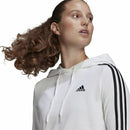 Damen Sweater mit Kapuze Adidas Essentials Cropped 3 Stripes Weiß