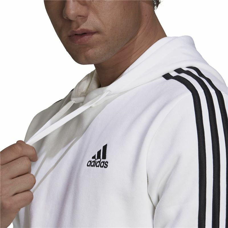 Herren Sweater mit Kapuze Adidas Essentials 3 Stripes Weiß
