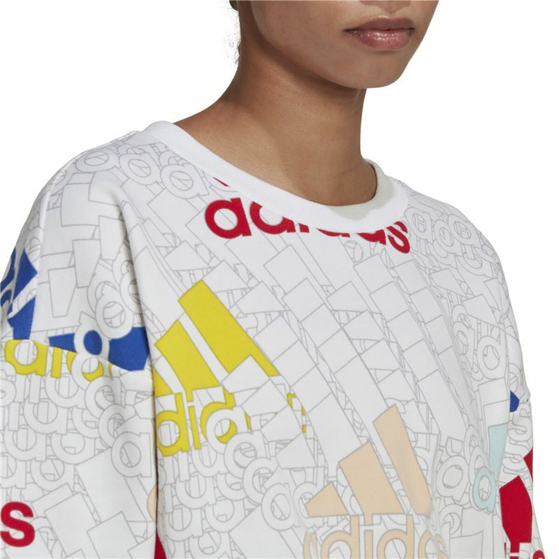 Damen Sweater ohne Kapuze Adidas Essentials Multi-Coloured Weiß