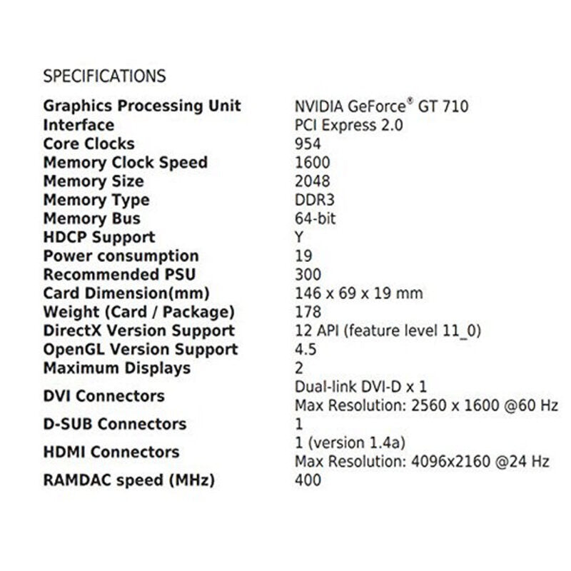 Grafikkarte MSI VGA NVIDIA GT 710 2 GB DDR3