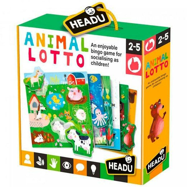 Spiel Kindererziehung HEADU Animal Lotto Bingo Englisch