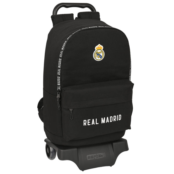 Schulrucksack mit Rädern Real Madrid C.F. Corporativa Schwarz (31 x 47 x 15 cm)