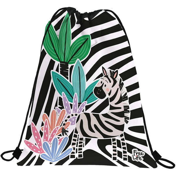 Rucksacktasche mit Bändern Grafoplas Free Life Zebra Bunt (36 x 47 cm)