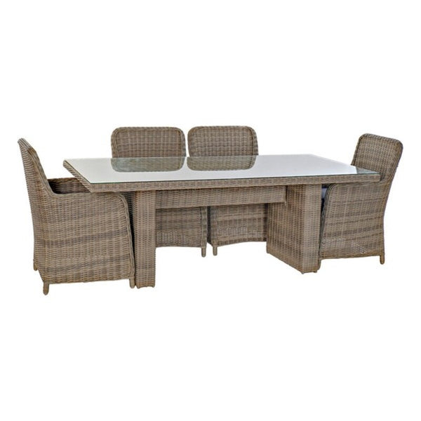 Tisch-Set mit 6 Stühlen DKD Home Decor Stahl Rattan (7 pcs)