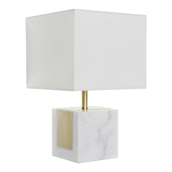 Tischlampe DKD Home Decor Weiß Polyester Marmor Golden (26 x 26 x 43 cm)