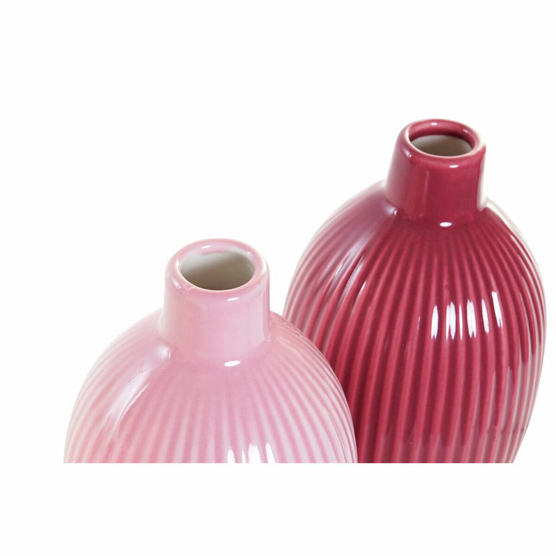 Vase DKD Home Decor Rosa Porzellan Shabby Chic Koralle Terrakotta (3 pcs) (10.5 x 10.5 x 18.2 cm)