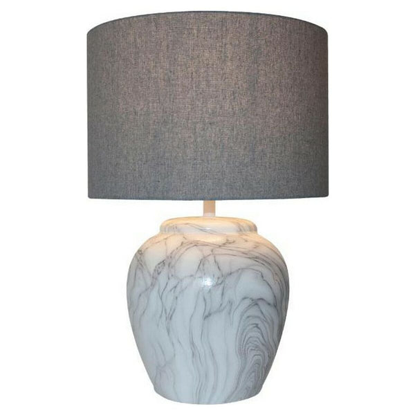 Tischlampe DKD Home Decor Leinwand aus Keramik Grau Weiß (28 x 28 x 44 cm)