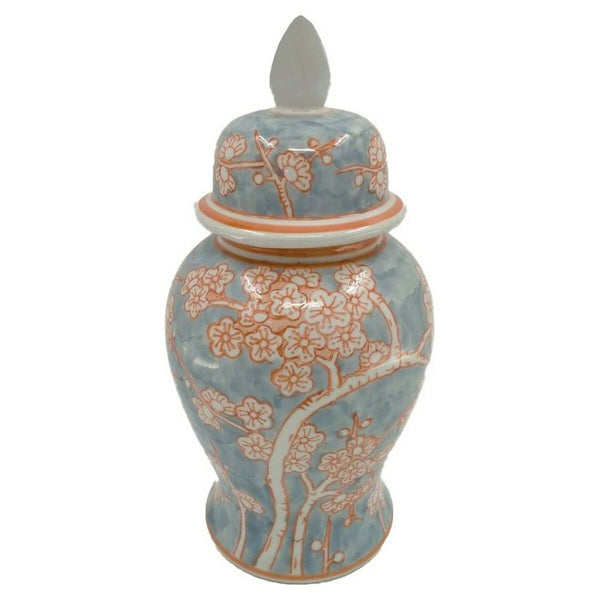 Vase DKD Home Decor Porzellan Blau Orange Orientalisch (18 x 18 x 36 cm)