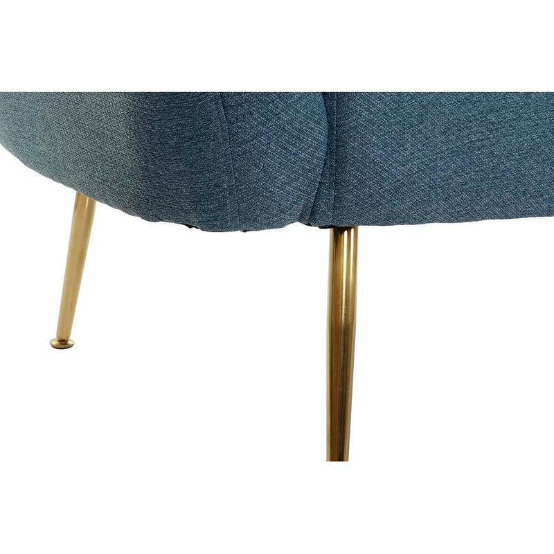 Sofa DKD Home Decor Schaum Blau Golden Metall Holz Polyester (129 x 75 x 73 cm)