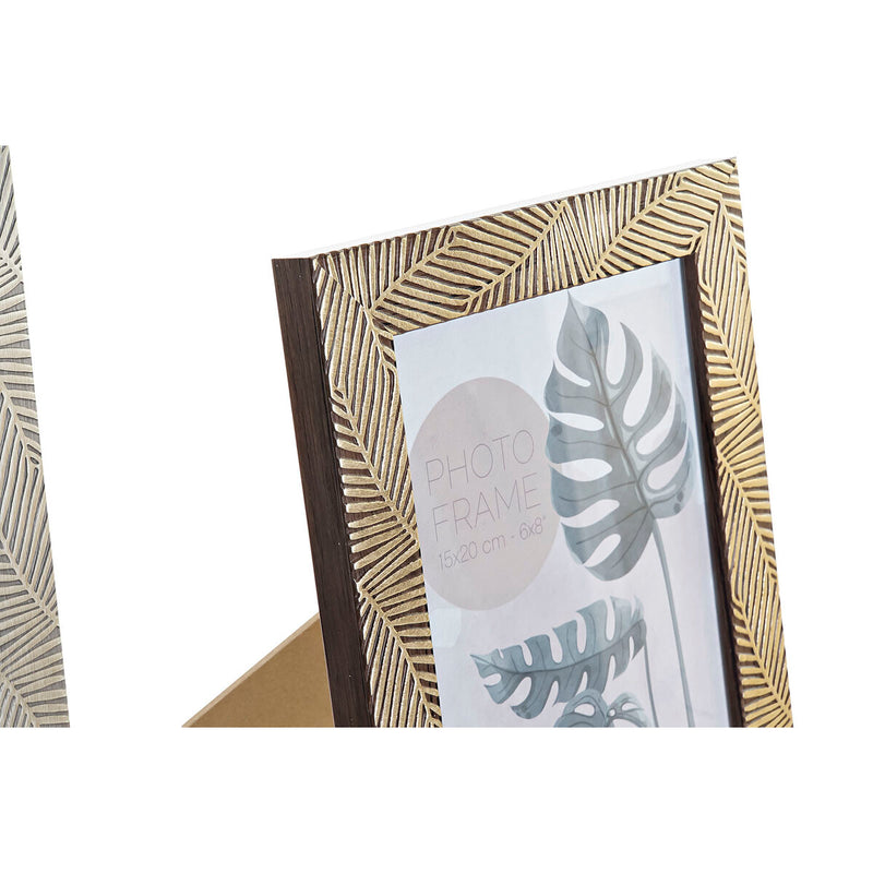 Fotorahmen DKD Home Decor Kristall natürlich Grau Braun Elfenbein polystyrol Tropical Pflanzenblatt (20 x 1,5 x 25 cm) (4 Stück)