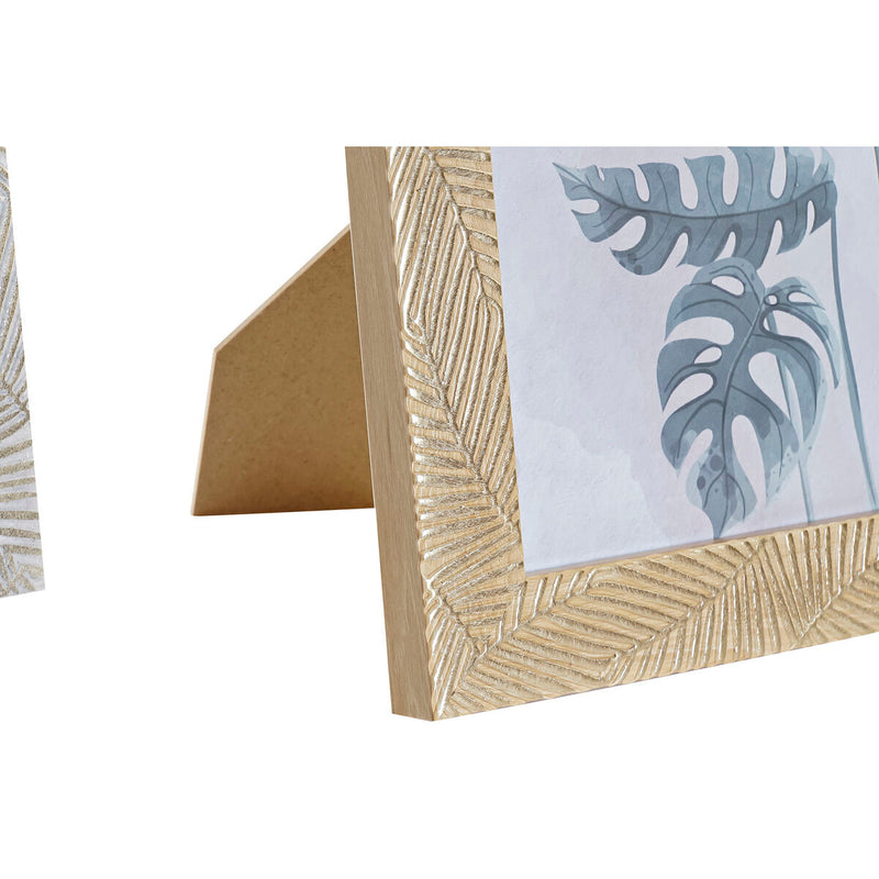 Fotorahmen DKD Home Decor Kristall natürlich Grau Braun Elfenbein polystyrol Tropical Pflanzenblatt (20 x 1,5 x 25 cm) (4 Stück)