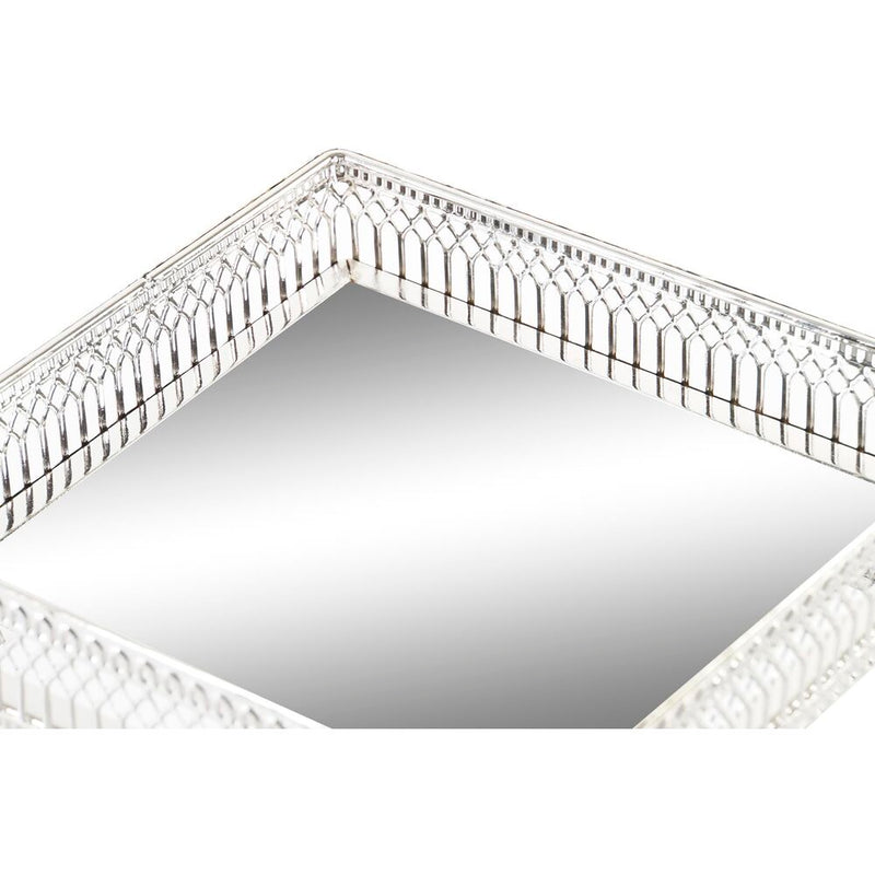 Tablett für Snacks DKD Home Decor Spiegel Metall (15,5 x 15,5 x 4,5 cm)
