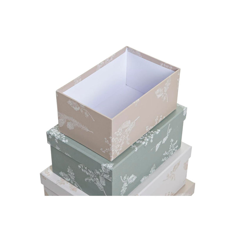Satz stapelbarer Organizerboxen DKD Home Decor Beige Braun grün Pappe (43,5 x 33,5 x 15,5 cm)