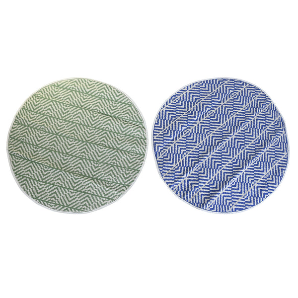 Teppich DKD Home Decor Blau Weiß grün Polypropylen (150 x 150 x 1 cm) (2 Stück)
