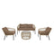 Tisch mit 3 Sesseln DKD Home Decor Braun Synthetischer Rattan Stahl (137 x 73,5 x 66,5 cm)
