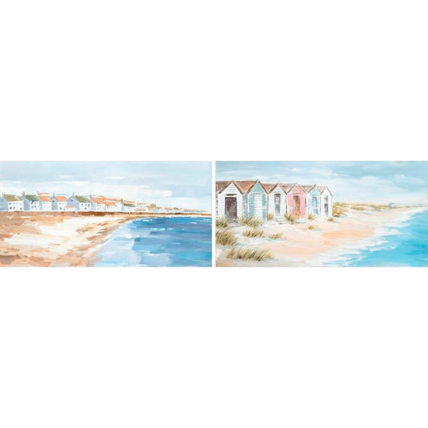 Leinwand DKD Home Decor Strand Mediterraner (120 x 3,7 x 60 cm) (2 Stück)