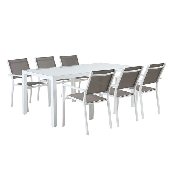 Tisch-Set mit 6 Stühlen DKD Home Decor Außenbereich Aluminium (180 x 90 x 75 cm)