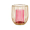 Kerzenschale Rosa Golden Metall Glas (15 x 17 x 15 cm)