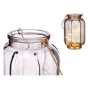 LED-Laterne Streifen Grau Golden Glas (13,5 x 22 x 13,5 cm)