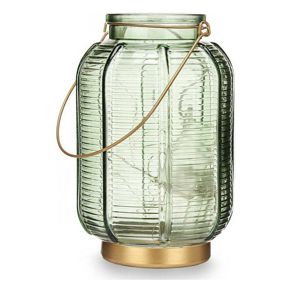 LED-Laterne Streifen Golden grün Glas (13,5 x 22 x 13,5 cm)