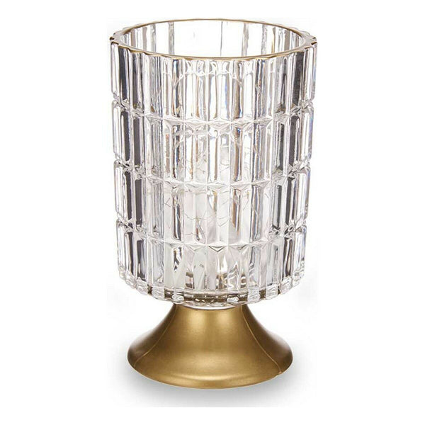 LED-Laterne Metall Golden Durchsichtig Glas (10,7 x 18 x 10,7 cm)