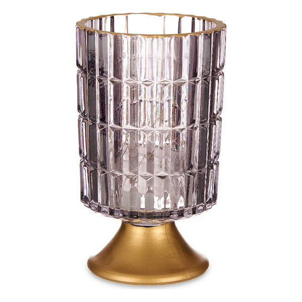LED-Laterne Metall Grau Golden Glas (10,7 x 18 x 10,7 cm)