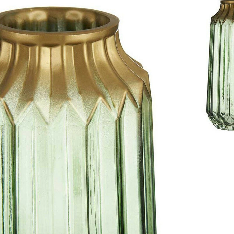 Vase Golden grün Glas (13 x 23,5 x 13 cm)