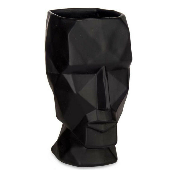 Vase Gesicht 3D Schwarz Polyesterharz (12 x 24,5 x 16 cm)