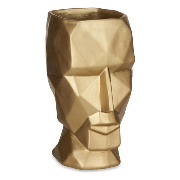 Vase 12 x 24,5 x 16 cm Gesicht 3D Golden Polyesterharz