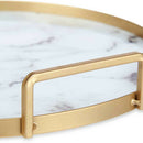Schale Marmor Mit Griffen Golden Metall Weiß Glas (25 x 4 x 25 cm)