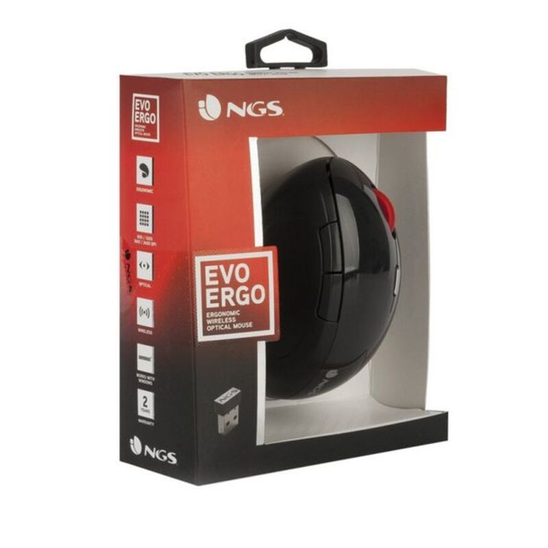 Schnurlose Mouse NGS EVOERGO Plug and play Schwarz