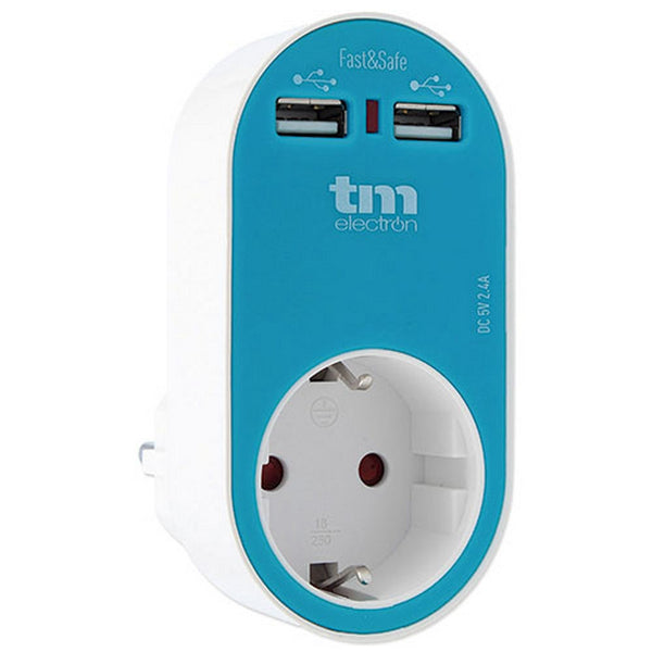 Wandstecker mit 2 USB-Ports TM Electron Blau