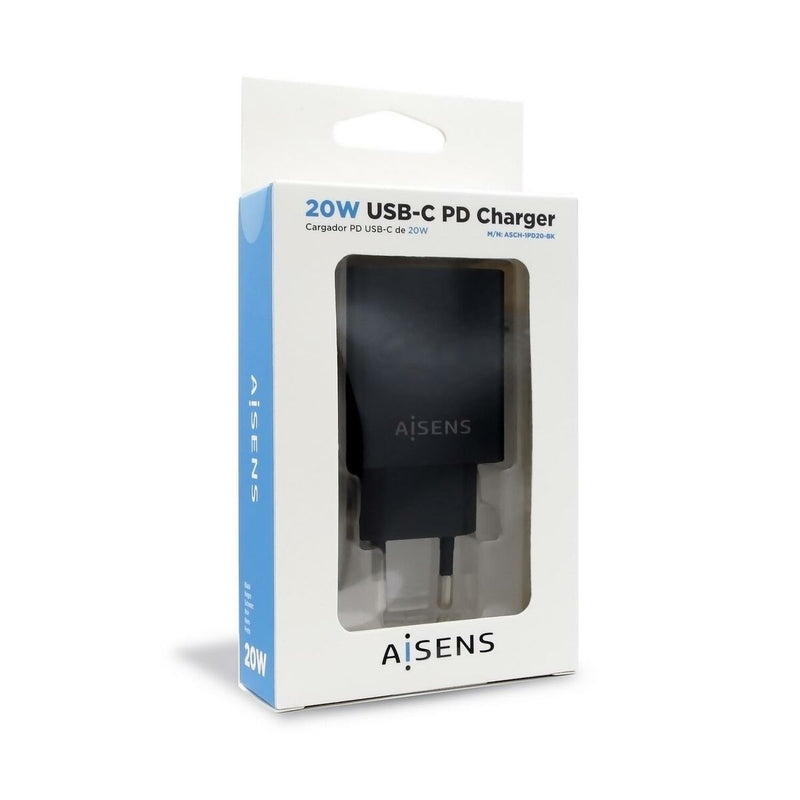 Ladegerät Aisens PD 3.0 USB-C Schwarz 20 W