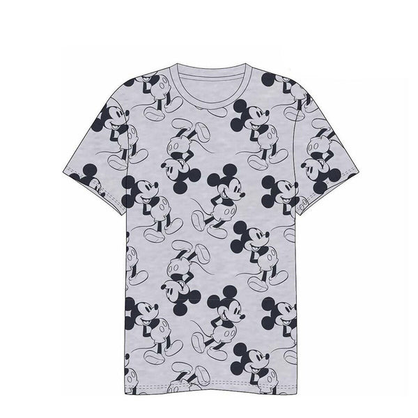 Herren Kurzarm-T-Shirt Mickey Mouse Grau