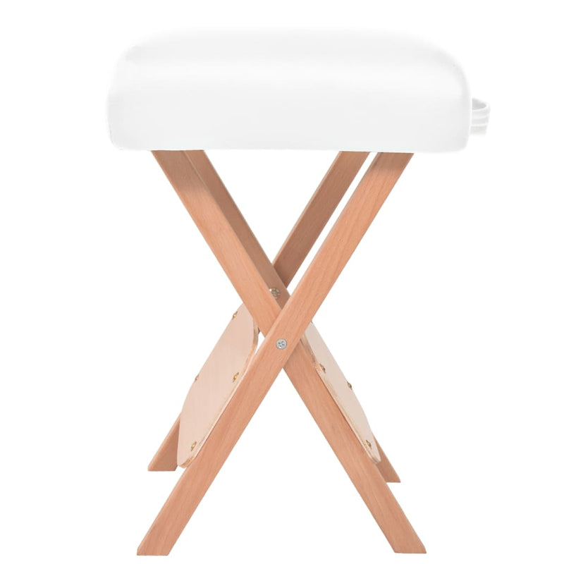 Massage-Klapphocker mit 12 cm Dickem Sitz & 2 Nackenrollen Weiß