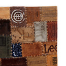 Teppich Echtleder Jeans-Label Patchwork 160 x 230 cm Braun
