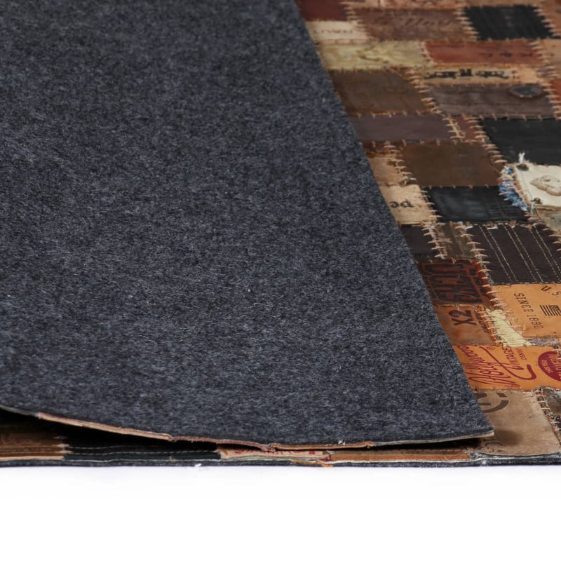 Teppich Echtleder Jeans-Label Patchwork 160 x 230 cm Braun