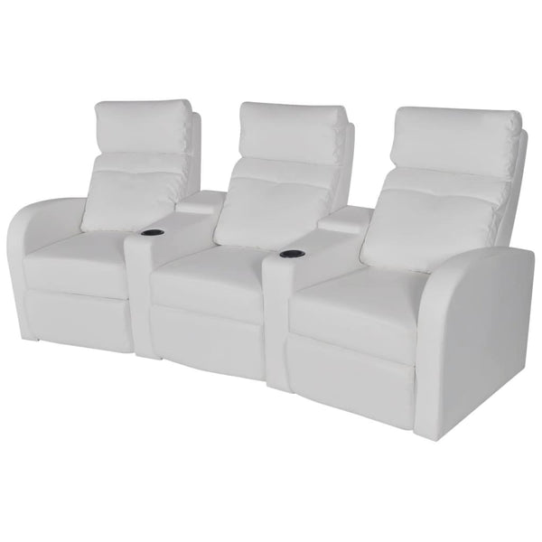 Relaxsessel 3-Sitzer Kunstleder Weiß