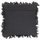 Kissen Hochflor Schwarz 60 x 60 cm Leder und Baumwolle
