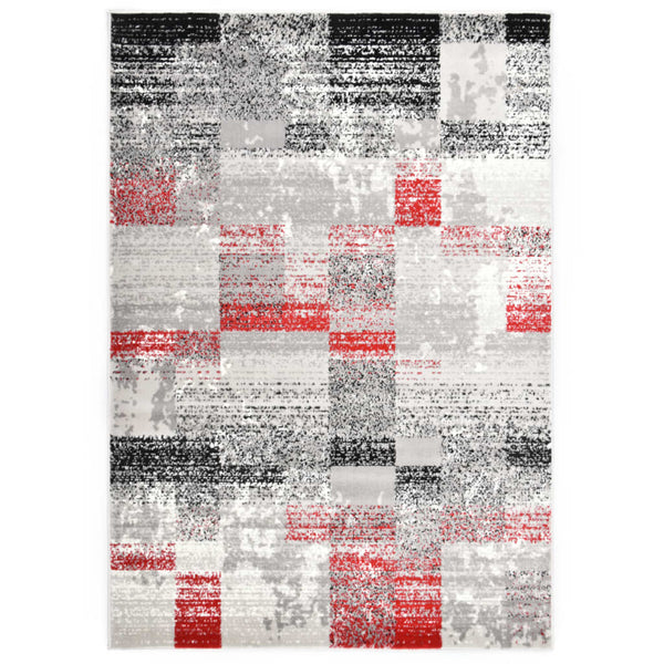 vidaXL Teppich Grau und Rot 140 x 200 cm PP