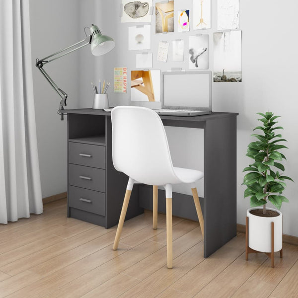 Schreibtisch mit Schubladen Grau 110×50×76 cm Holzwerkstoff