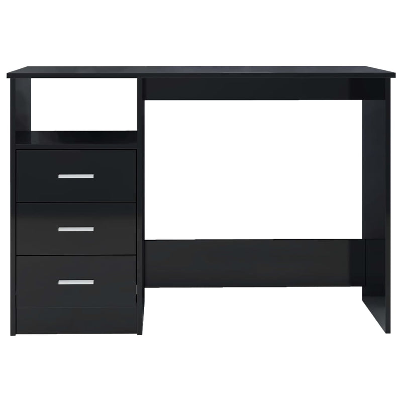 Schreibtisch mit Schubladen Hochglanz-Schwarz 110×50×76 cm