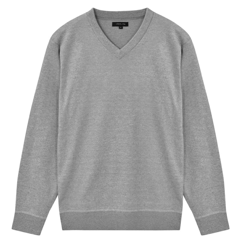 5 Stk. Herren Pullover Sweaters V-Ausschnitt Grau M