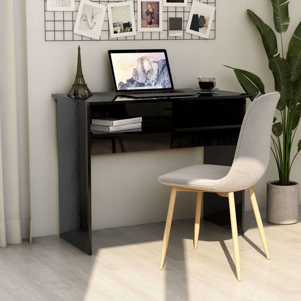 Schreibtisch Hochglanz-Schwarz 90x50x74 cm Holzwerkstoff