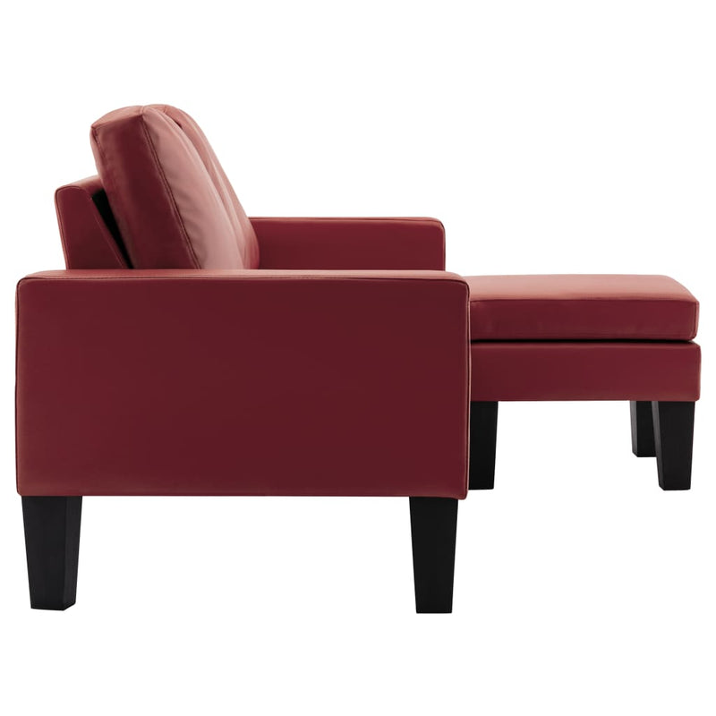 3-Sitzer-Sofa mit Hocker Weinrot Kunstleder