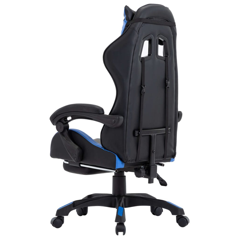 Gaming-Stuhl mit Fußstütze Blau und Schwarz Kunstleder